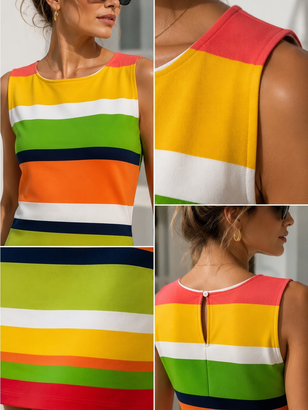 Christian Francis Roth Colorblock Striped Sheath Dress - Picture 2 of 2